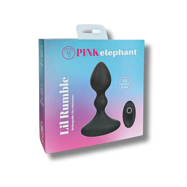 Pink Elephant Lil Rumble Rechargeable Vibe w/Remote - Black - Anal Products