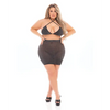 Pink Lipstick Black Cherry Strap Halter Bra & Skirt (Fits up to 3X) Black QN - Lingerie - Plus/Queen - Packaged