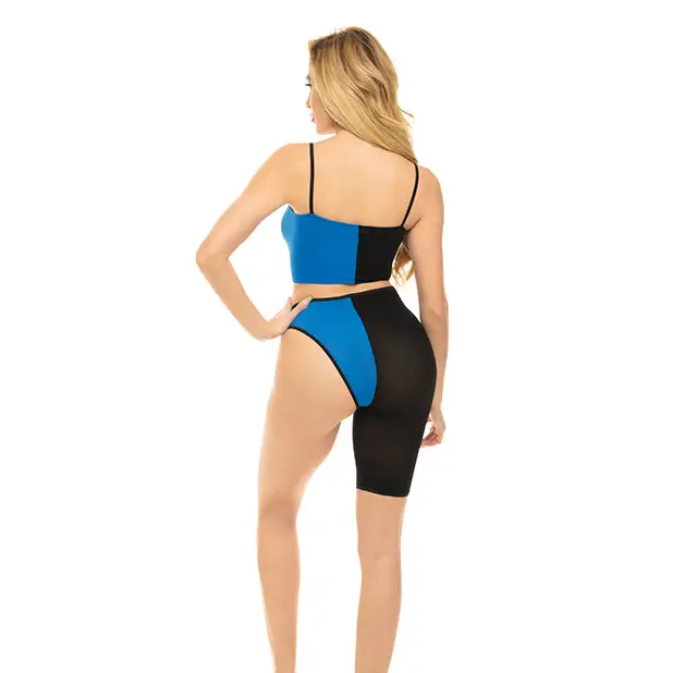 Pink Lipstick Block You Out Bandeau & Bottom Black/Blue O/S - Lingerie - Packaged
