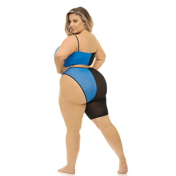 Pink Lipstick Block You Out Bandeau & Bottom Black/Blue QN - Lingerie - Plus/Queen - Packaged