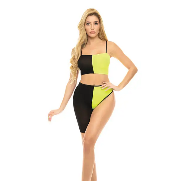 Pink Lipstick Block You Out Bandeau & Bottom Black/Yellow O/S - Lingerie - Packaged