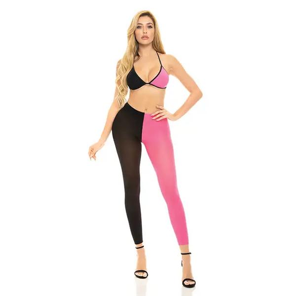 Pink Lipstick Block You Out Bra & Legging Black/Pink O/S - Lingerie - Packaged