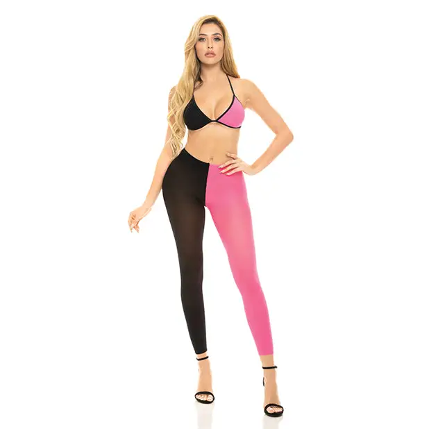 Pink Lipstick Block You Out Bra & Legging Black/Pink O/S - Lingerie - Packaged
