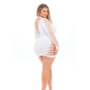 Pink Lipstick Bold Babe Long Sleeve Dress (Fits up to 3X) White QN - Lingerie - Plus/Queen - Packaged