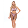 Pink Lipstick Brace for Impact Large Fishnet Top Shorts Bra & Thong Pink O/S - Lingerie - Packaged