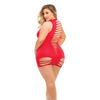 Pink Lipstick Can’t Commit Shredded Dress (Fits up to 3X) Red QN - Lingerie - Plus/Queen - Hanging