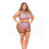 Pink Lipstick Crave You Large Fshnet Cami Top Skrt Bandeau Top & Pnty (Fits up to 3X) Pink QN - Lingerie - Plus/Queen