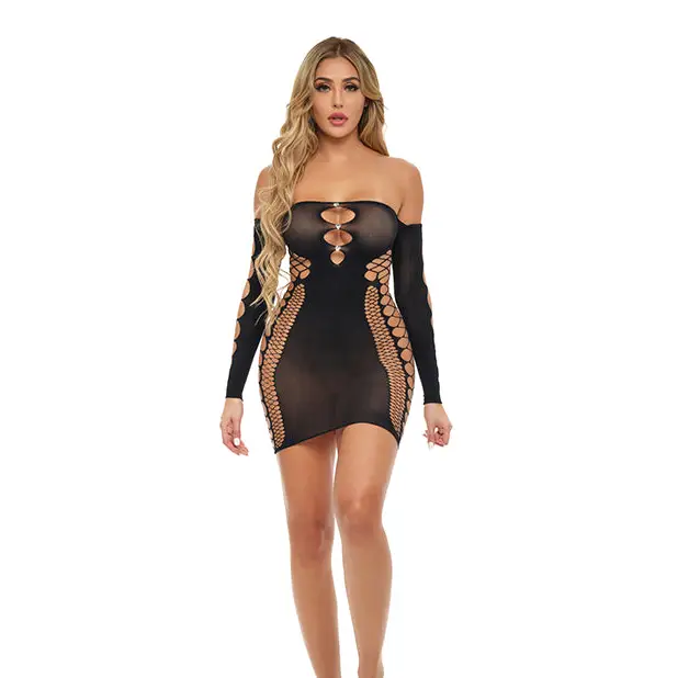 Pink Lipstick Diamond Drippin Dress w/Rhinestone Detail Black O/S - Lingerie - Packaged
