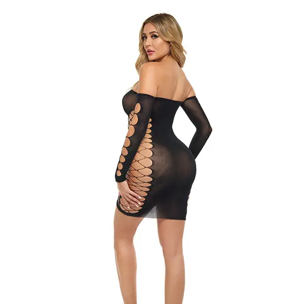 Pink Lipstick Diamond Drippin Dress w/Rhinestone Detail Black O/S - Lingerie - Packaged