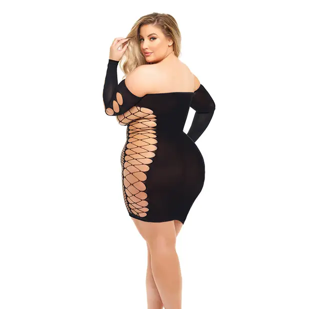 Pink Lipstick Diamond Drippin Dress w/Rhinestone Detail (Fits up to 3X) Black QN - Lingerie - Plus/Queen - Hanging