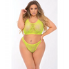 Pink Lipstick Festival Flirt Bra Set Green 3X/4X - Lingerie - Plus/Queen - Packaged