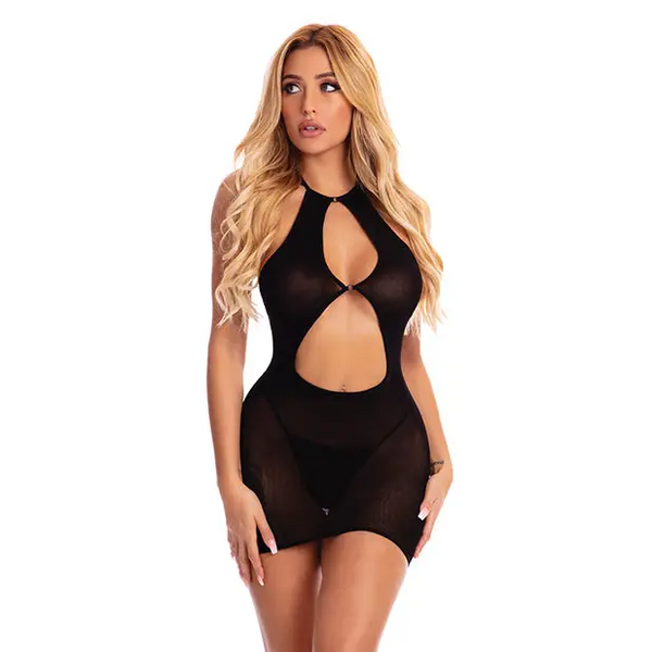 Pink Lipstick Follow Me Mini Dress Black O/S - Lingerie - Packaged