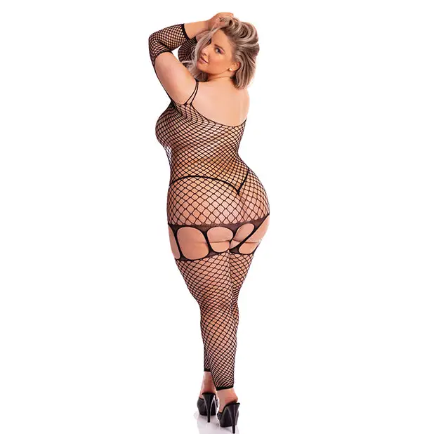 Pink Lipstick In My Head Net Bodystocking Black QN - Lingerie - Plus/Queen - Packaged