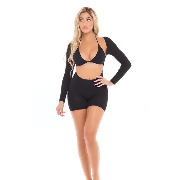 Pink Lipstick Knock Out 2 pc Play Suit Black O/S - Lingerie - Packaged