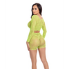 Pink Lipstick Leaf it to Me Long sleeve Crop Top & Short Green O/S - Lingerie - Packaged