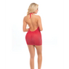 Pink Lipstick Love Bite Plunge Halter Dress Red O/S - Lingerie - Packaged