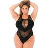 Pink Lipstick Low Blow Cut Out Bodysuit Black QN - Lingerie - Plus/Queen - Packaged