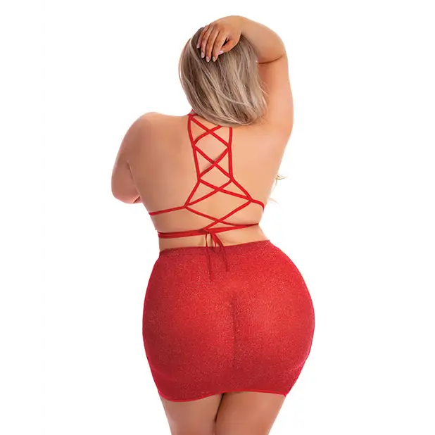 Pink Lipstick Midnight Sun Skirt Set Red QN - Lingerie - Plus/Queen - Packaged