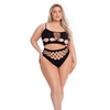 Pink Lipstick Neon Dreams Bra & High Waist Thong Black QN - Lingerie - Plus/Queen - Packaged