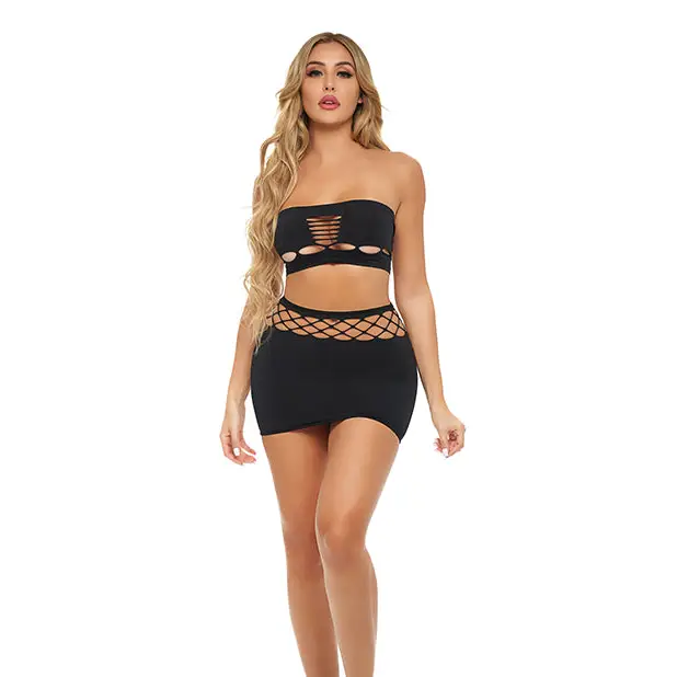 Pink Lipstick Net Worth 2 pc Bandeau Set Black O/S - Lingerie - Packaged