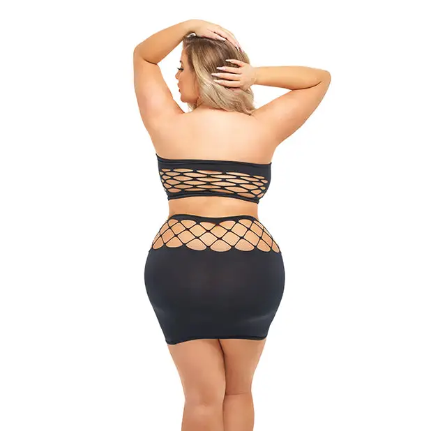 Pink Lipstick Net Worth 2 pc Bandeau Set (Fits up to 3X) Black QN - Lingerie - Plus/Queen - Packaged