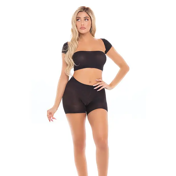 Pink Lipstick On Your Mind Bandeau w/Shoulders & Short Black O/S - Lingerie - Packaged