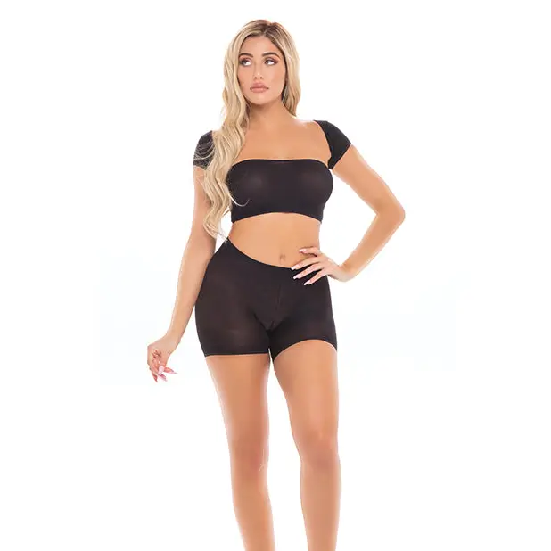 Pink Lipstick On Your Mind Bandeau w/Shoulders & Short Black O/S - Lingerie - Packaged