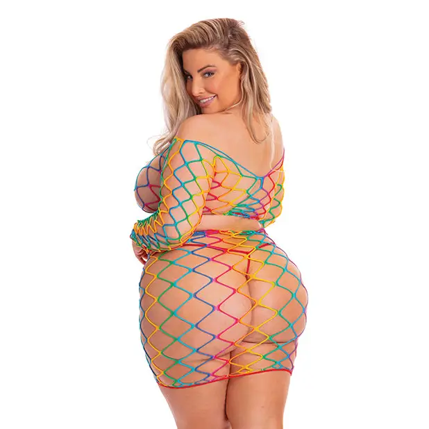 Pink Lipstick Pot of Gold Skirt Set Rainbow QN - Lingerie - Plus/Queen - Packaged