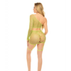 Pink Lipstick Right Thru Me Fishnet Top Garter Skirt & G-String Neon Green O/S - Lingerie - Packaged