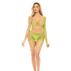 Pink Lipstick Right Thru Me Fishnet Top Garter Skirt & G-String Neon Green O/S - Lingerie - Packaged