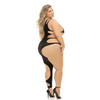 Pink Lipstick Show You How Cut Out Bodystocking Black QN - Lingerie - Plus/Queen - Packaged