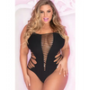 Pink Lipstick Slice & Dice Seamless Bodysuit Black Fits up to 2X - Lingerie - Plus/Queen - Packaged