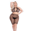 Pink Lipstick Sunset Glow Halter Bra & Bike Short Black QN - Lingerie - Plus/Queen - Packaged