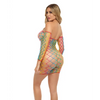 Pink Lipstick Taste the Rainbow See Through Dress w/Sleeves Rainbow O/S - Lingerie - Packaged