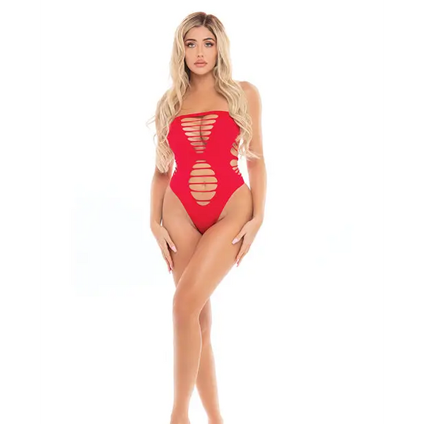Pink Lipstick Treat Me Right Strapless Bodysuit Red O/S - Lingerie - Packaged