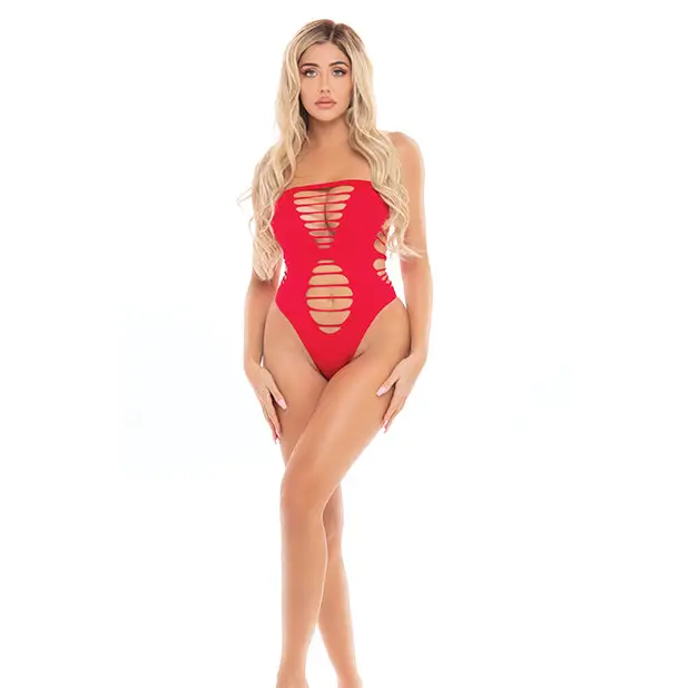 Pink Lipstick Treat Me Right Strapless Bodysuit Red O/S - Lingerie - Packaged