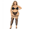Pink Lipstick Want You Now Bra Panty & Stockings Black QN - Lingerie - Plus/Queen - Packaged