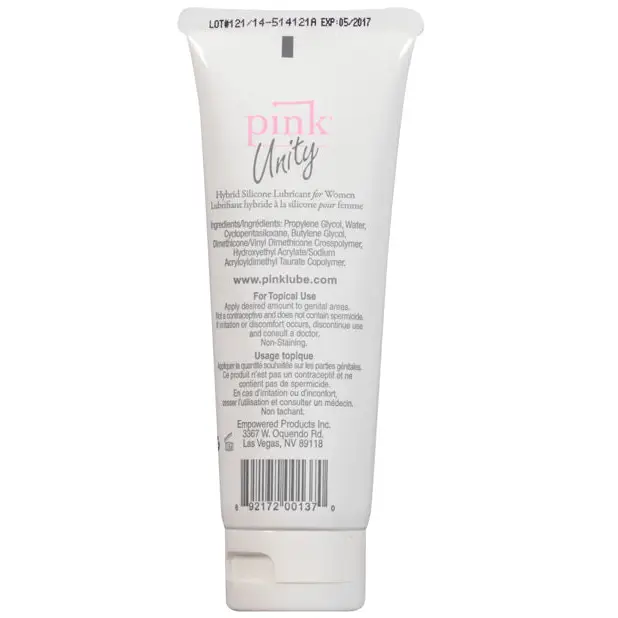 Pink Unity Hybrid Silicone Based Lubricant - 3.3 oz Tube - Lubricants