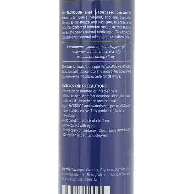 Pjur Back Door Anal Water Based Personal Lubricant - 100 ml Bottle - Lubricants