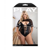 Play Go Deep Lace-up Bodysuit w/Mesh Jersey Shrug - Black 3X/4X - Costumes
