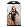 Play Go Deep Lace-up Bodysuit w/Mesh Jersey Shrug - Black M/L - Costumes