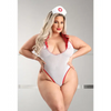 Play Pulse Check Collared Teddy w/Open Back Pleated Skirt Medic Hat & Pasties Red/White 3X/4X - Costumes
