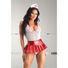Play Pulse Check Collared Teddy w/Open Back Pleated Skirt Medic Hat & Pasties Red/White L/XL - Costumes