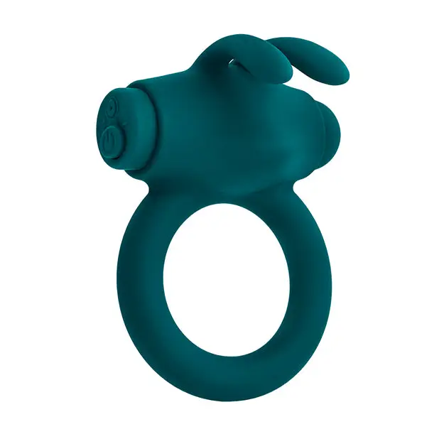 Playboy Pleasure Bunny Buzzer Cock Ring - Deep Teal - Penis Enhancement