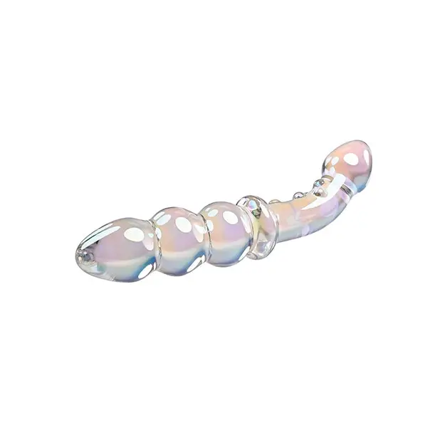 Playboy Pleasure Jewels Double Glass Dildo w/Anal Beads - Clear