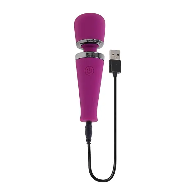 Playboy Pleasure Mic Drop Petite Wand Vibrator - Fuschia - Massage Products