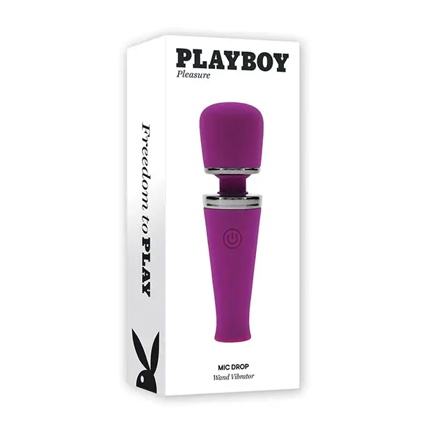 Playboy Pleasure Mic Drop Petite Wand Vibrator - Fuschia - Massage Products