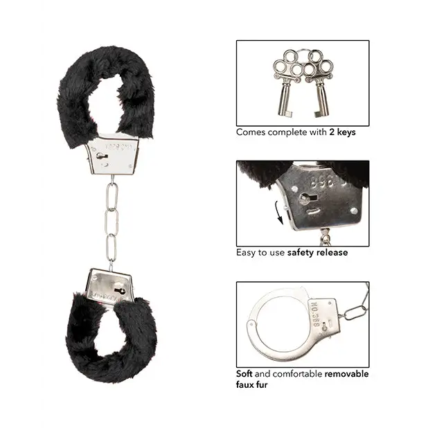 Playful Furry Cuffs - Black - Bondage Blindfolds & Restraints
