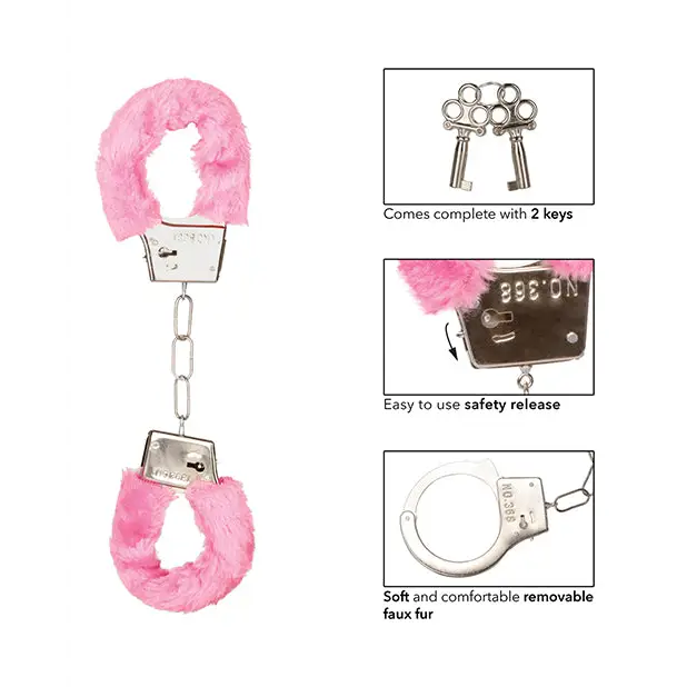 Playful Furry Cuffs - Pink - Bondage Blindfolds & Restraints