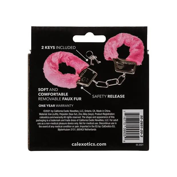 Playful Furry Cuffs - Pink - Bondage Blindfolds & Restraints